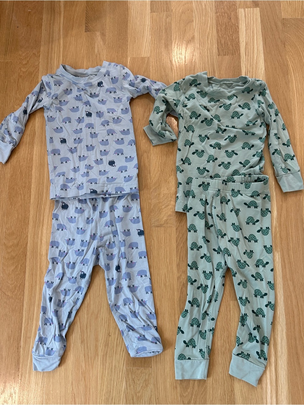 Hanna Anderson Pajama Set - Light Blue Elephant Print & Sage Turtle, 2T
